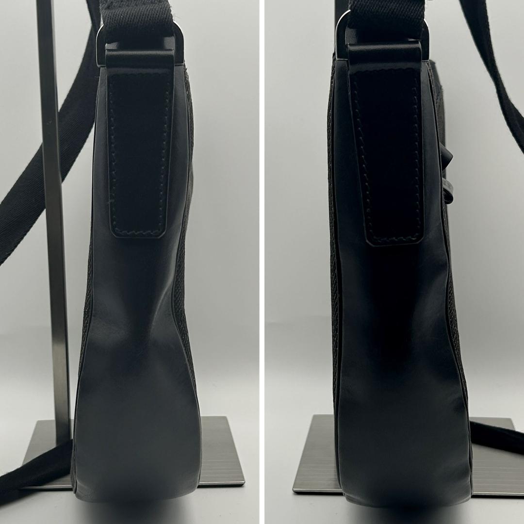 美品✨グッチ ハーフムーン ショルダーバッグ キャンバス GG ブラック レザー