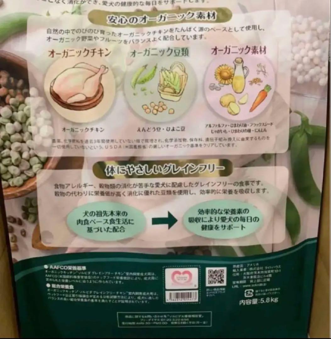ソルビダ　グレインフリー　チキン　室内飼育成犬用　5.8kgx2袋