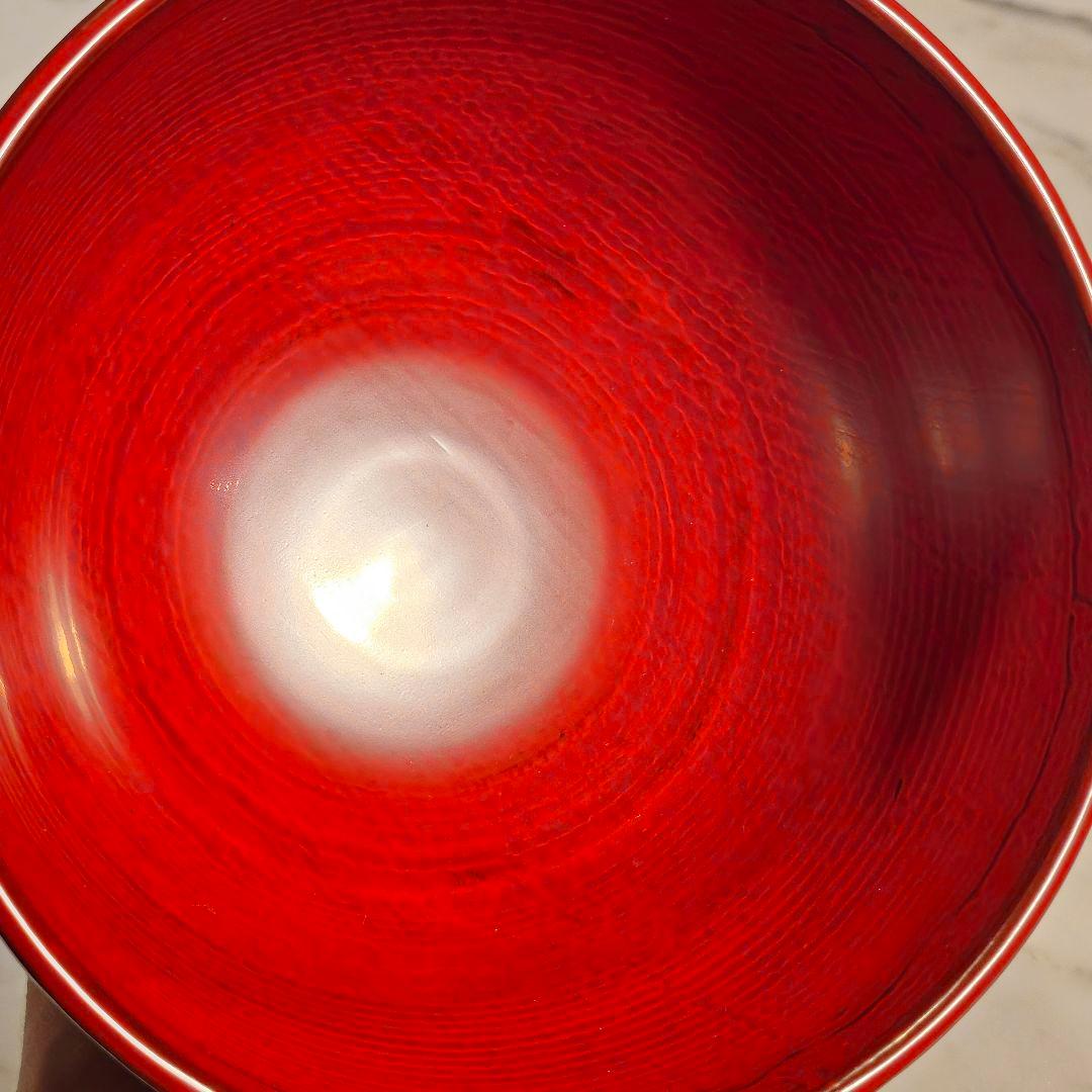 輪島塗 角偉三郎 最晩年作 朱 合鹿椀 六ツ星銘 真作保証