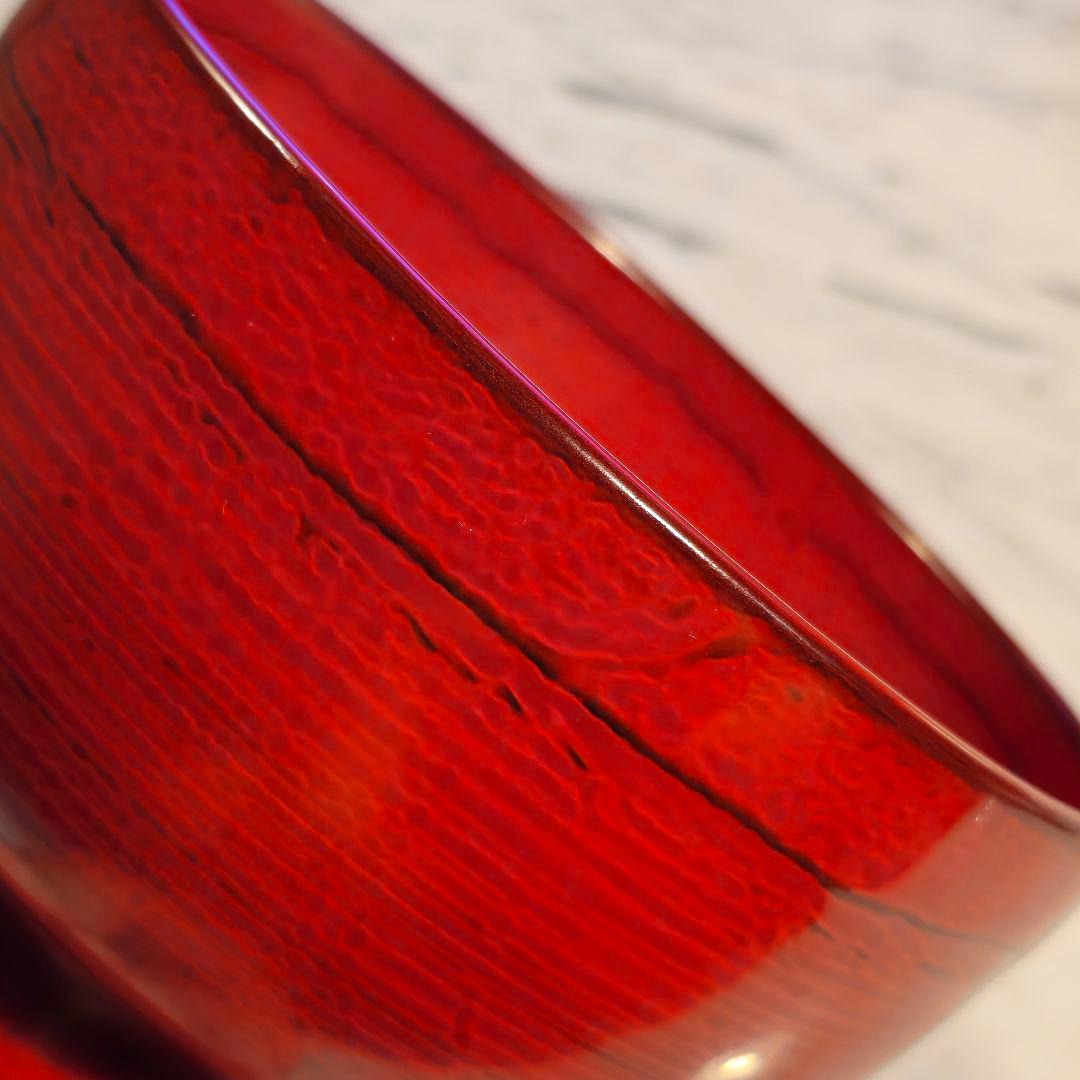 輪島塗 角偉三郎 最晩年作 朱 合鹿椀 六ツ星銘 真作保証