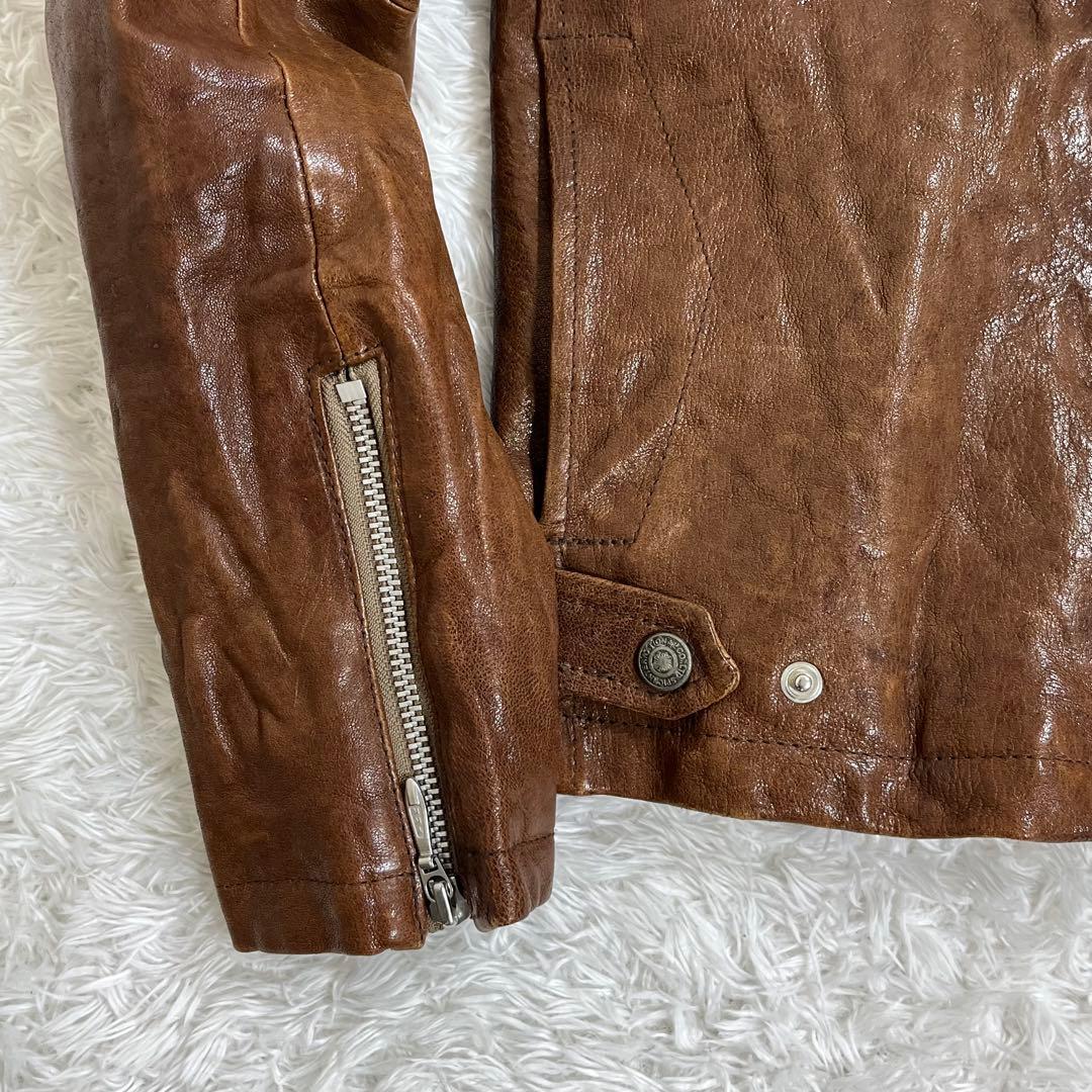 トルネードマート レザーシングルライダースジャケット y2kブラウン M