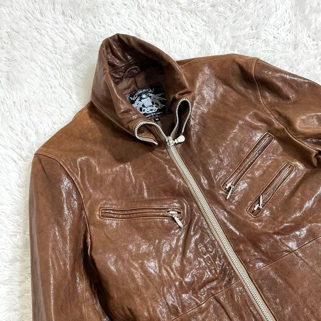 トルネードマート レザーシングルライダースジャケット y2kブラウン M