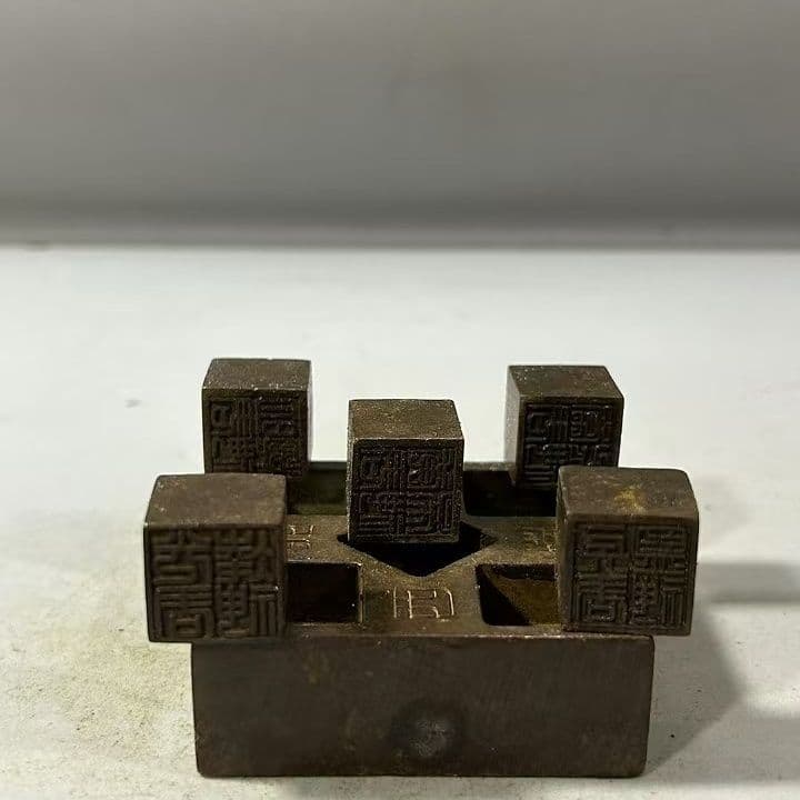 銅印章 五大神獣 印材 印鑑 書道具 文房具 装飾品 工芸品 美術品 置物