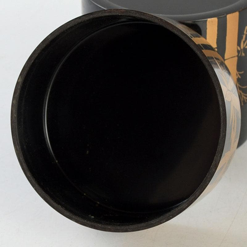 茶道具　高橋峯房作　竹林蒔絵　中棗　共箱　V　9524