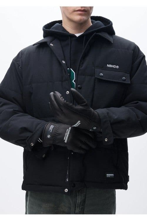 小物 NEIGHBORHOOD Leather Boa Gloves BLACK