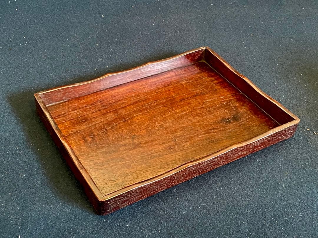 「祖」 唐木 煎茶盆 紅木 香盆 長方盆 拝見盆 (A)