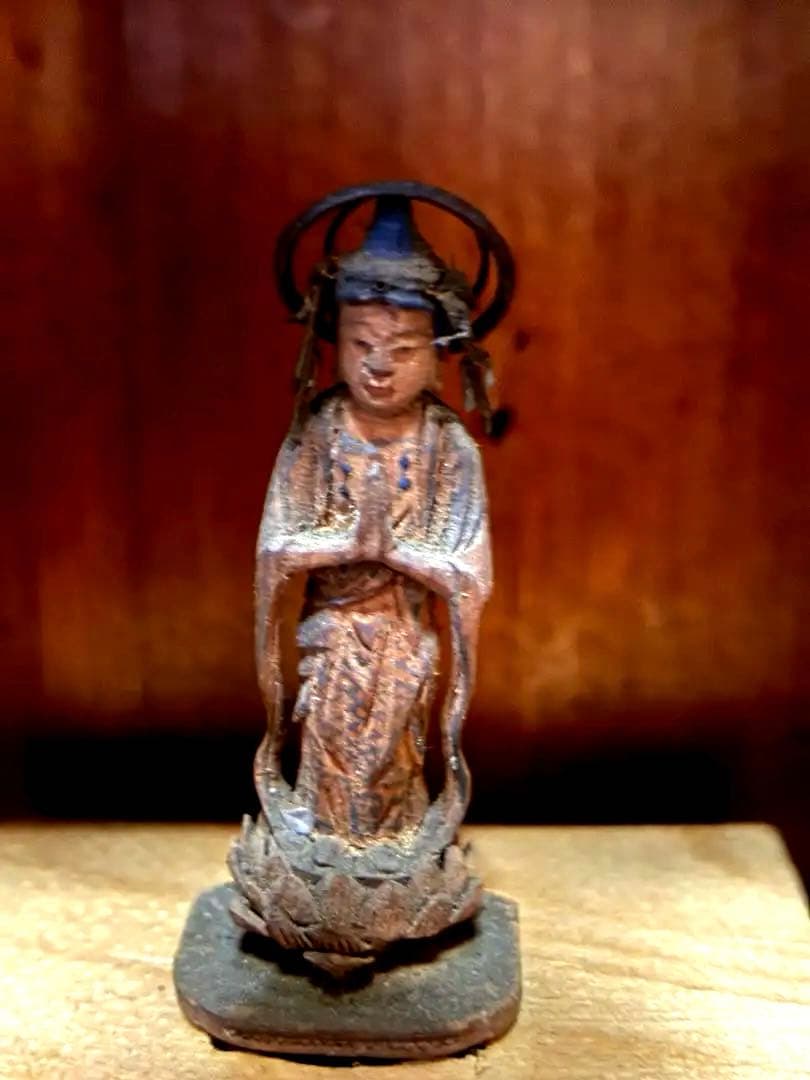 小さな　小さな合掌木彫り仏　極小木彫り仏　江戸時代