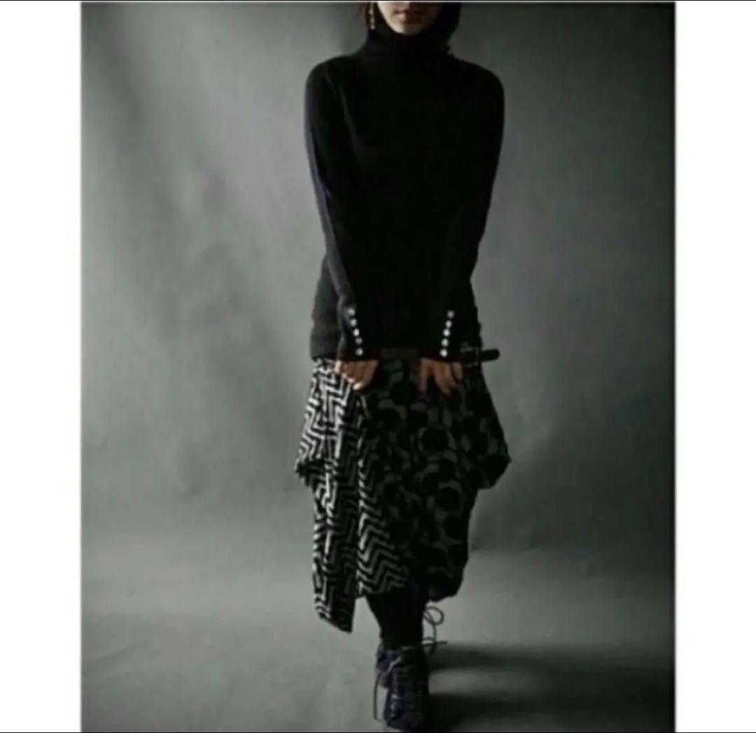 アンティカantiqua☆ドット柄切り替えサルエルパンツ☆変形 アシメントリー