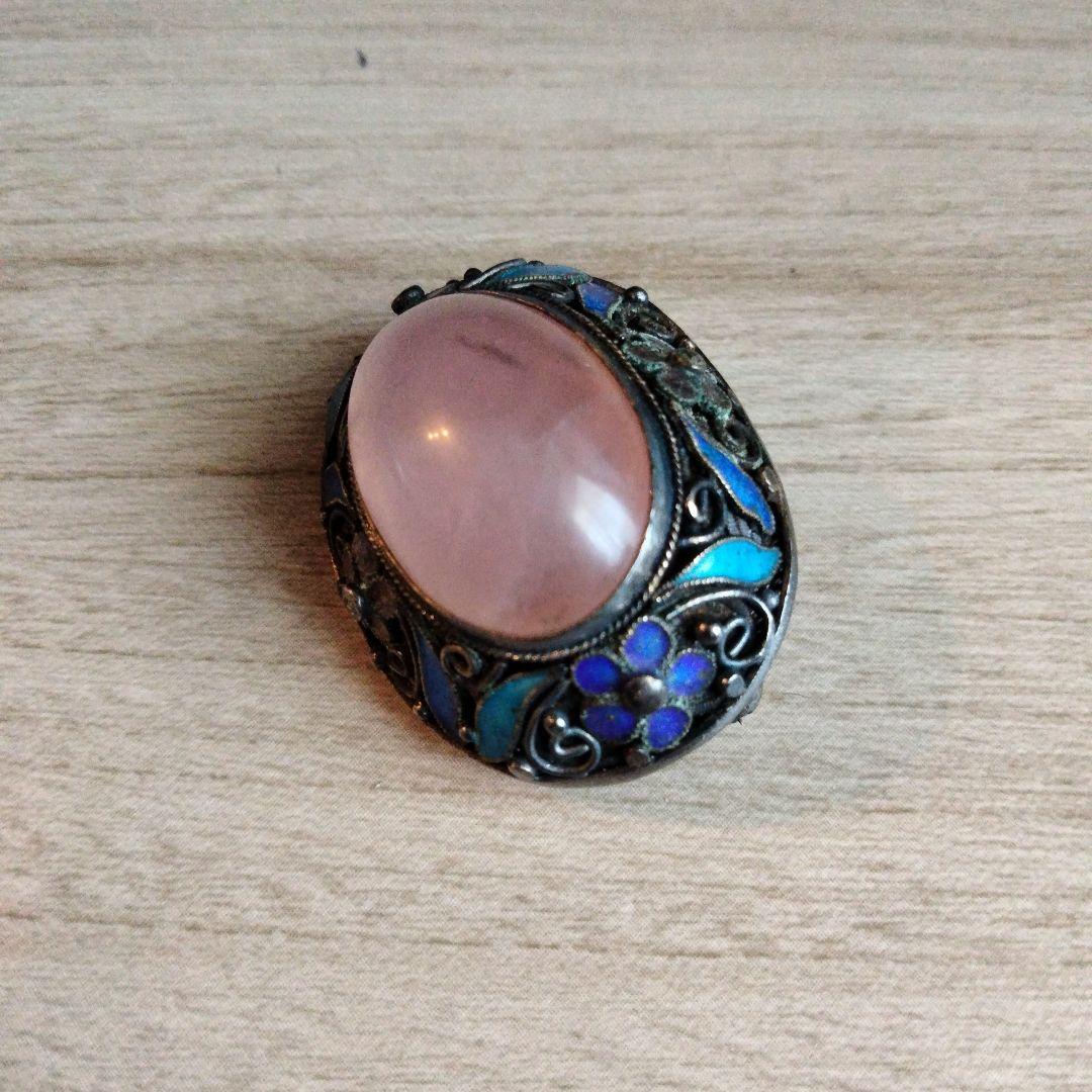 SILVER ローズクォーツ ブローチ