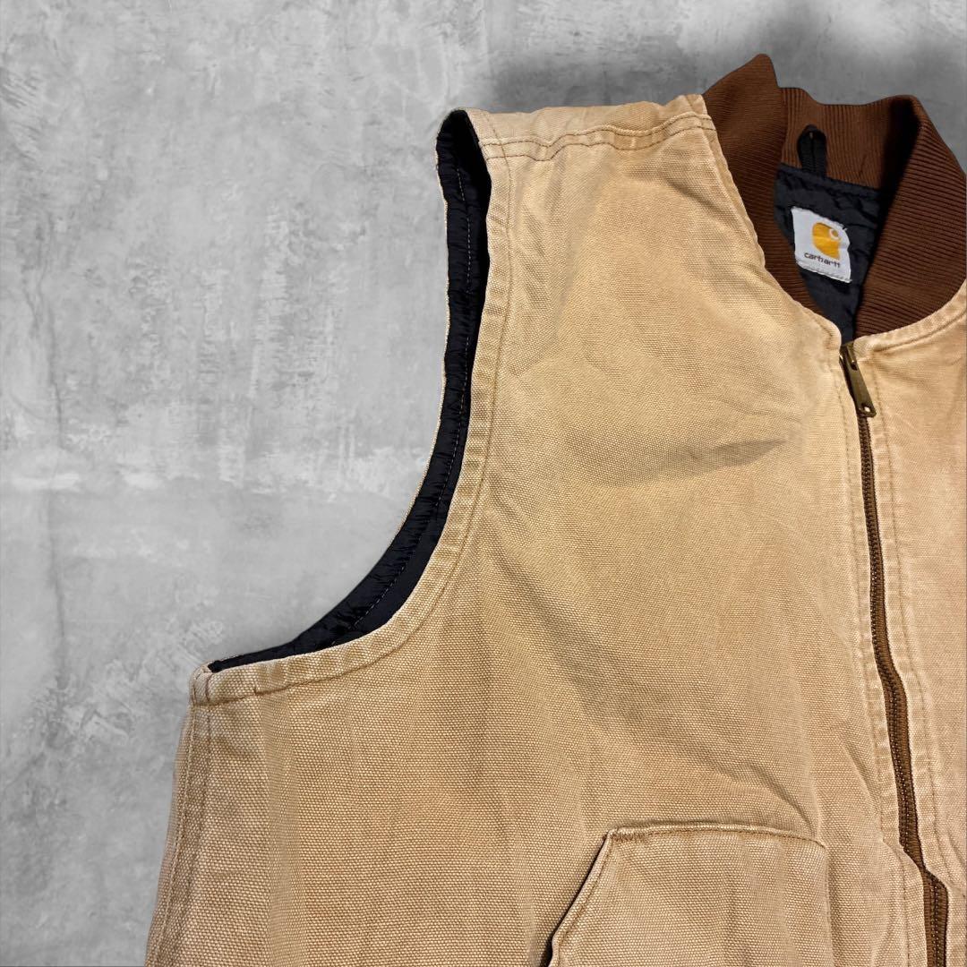 Carhartt ダックベスト 00s当時物 フェードキャメル中綿キルトXL相当