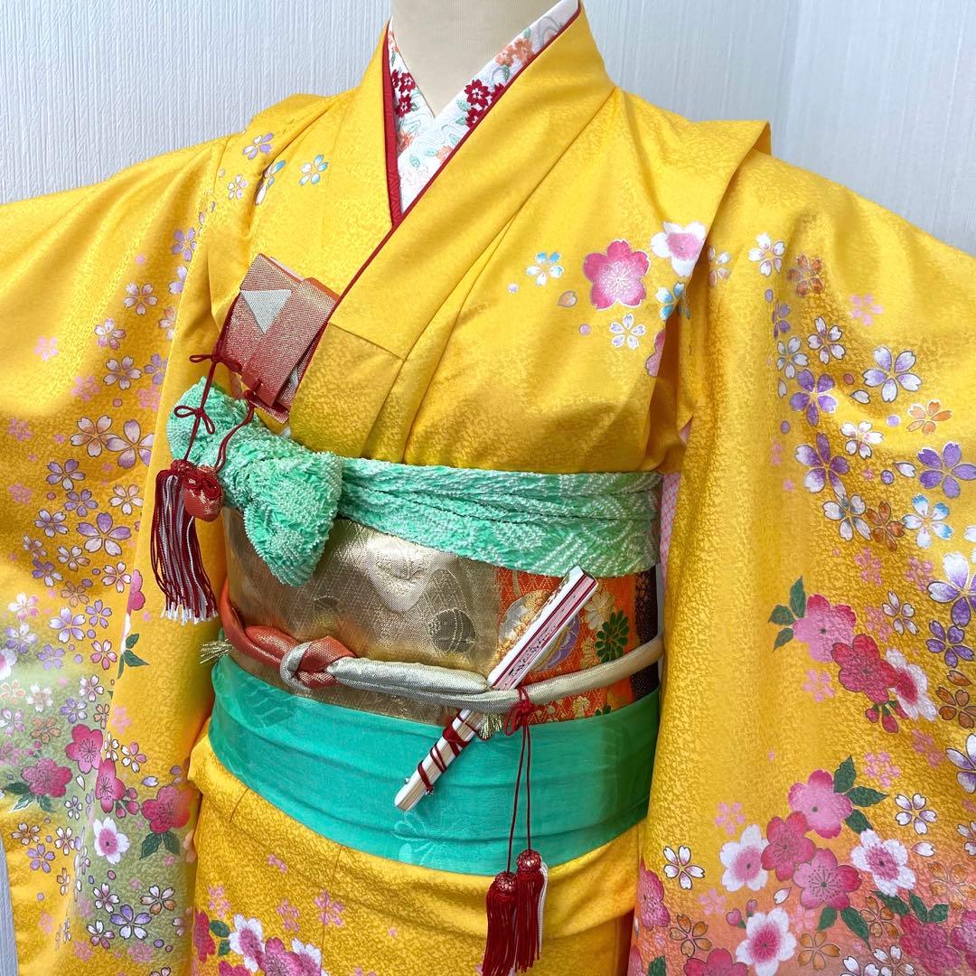 七五三 女の子 七歳用　綸子　振袖　フルセット