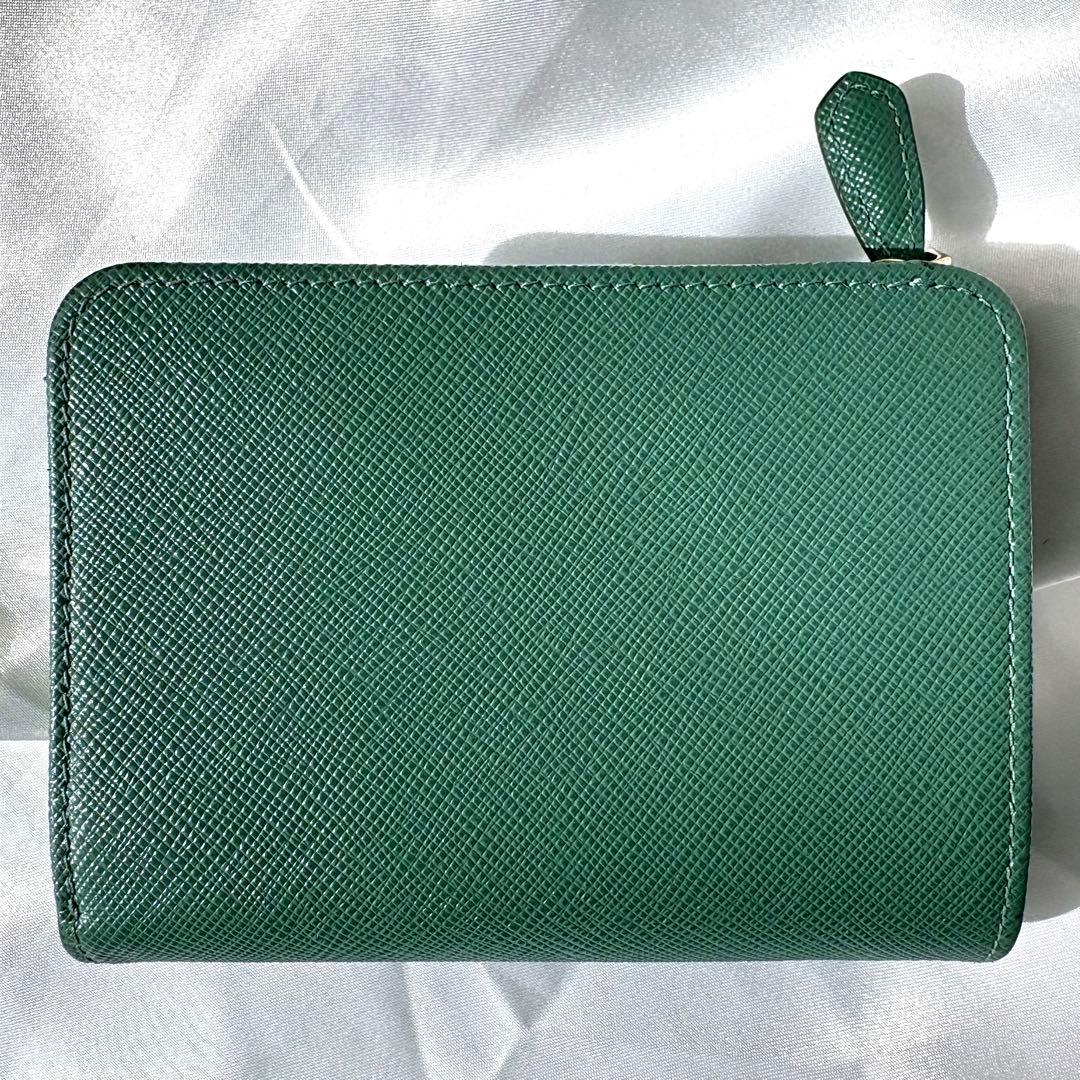 極美品/現行✨ プラダ 折り財布 三角ロゴ バイカラー サフィアーノレザー