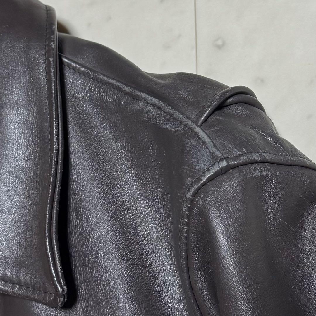 Schott レザーシングルライダースジャケット ダークブラウン 40