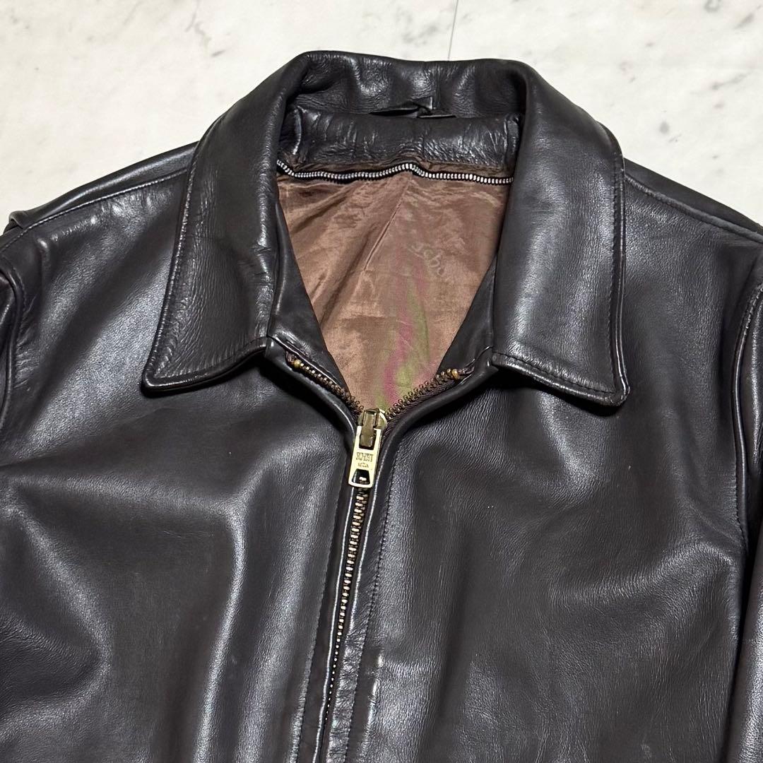 Schott レザーシングルライダースジャケット ダークブラウン 40
