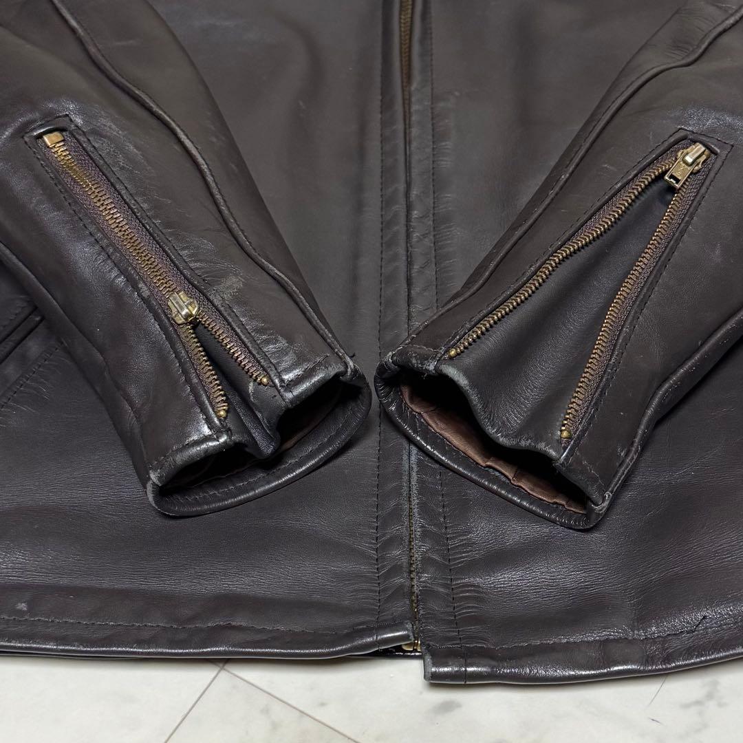 Schott レザーシングルライダースジャケット ダークブラウン 40