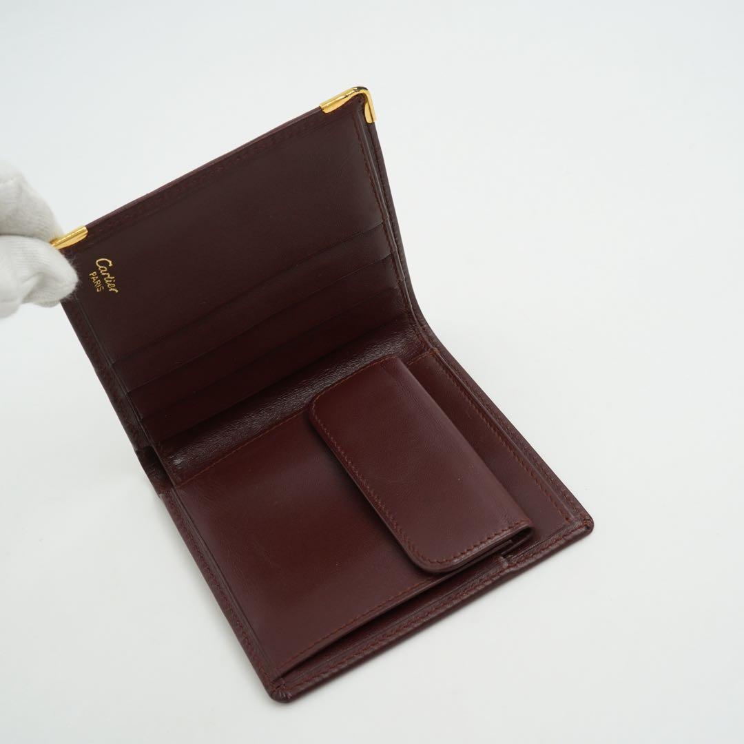 ✨未使用・付属品完備✨　カルティエ　二つ折り　マストライン　レザー　ボルドー