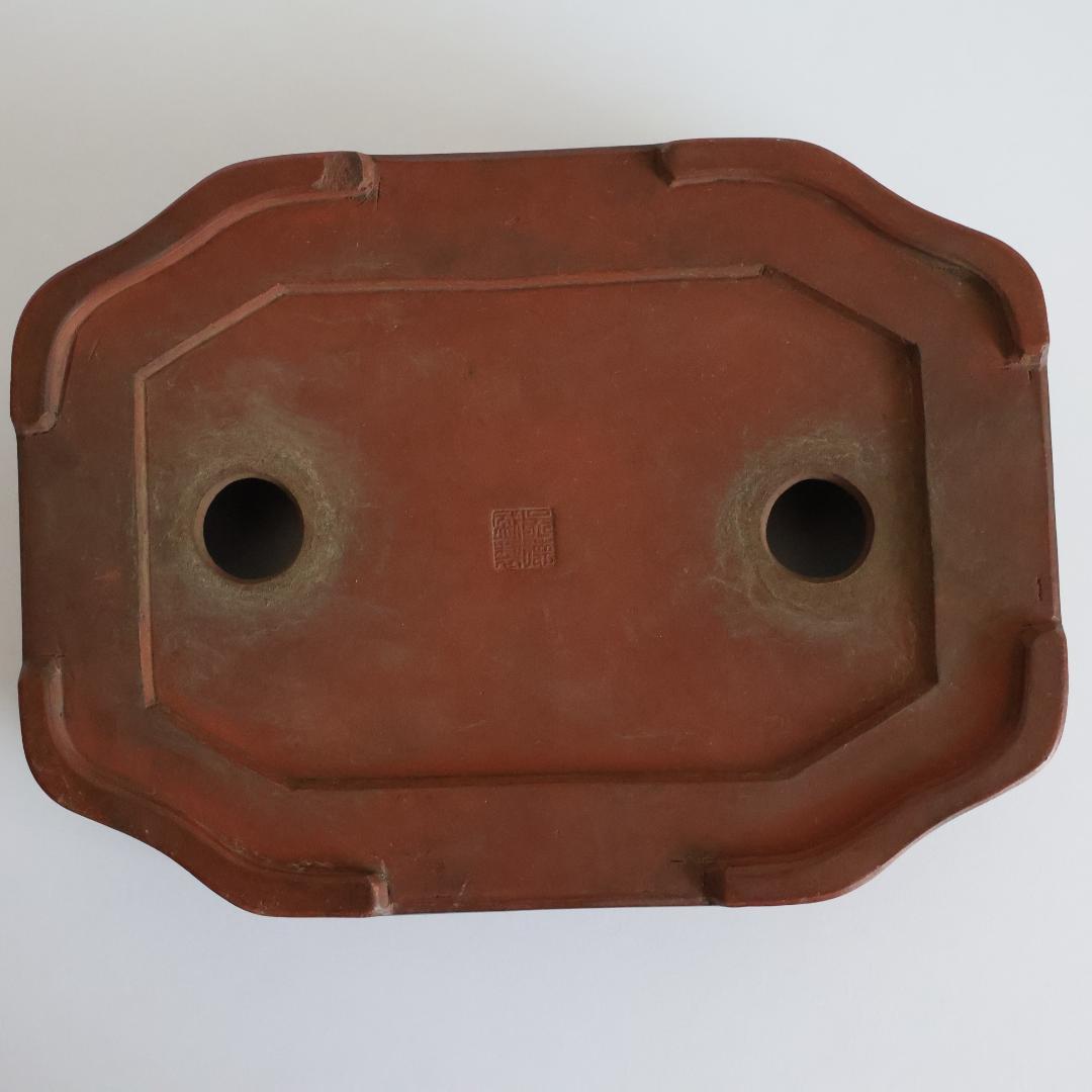 『 呉徳盛製 』『 中国宜興 』在銘 中国古盆器 紫砂 朱泥 紫砂鉢 盆栽鉢