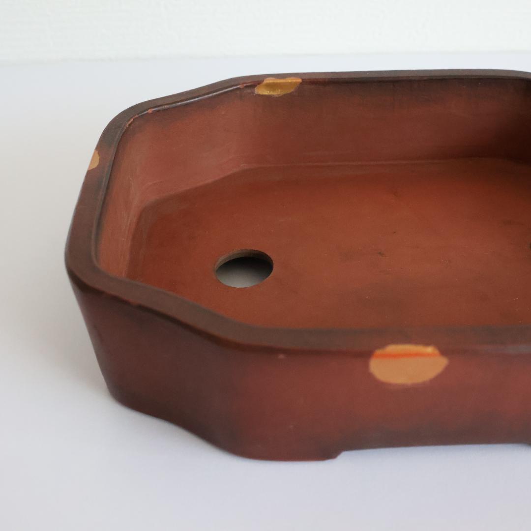 『 呉徳盛製 』『 中国宜興 』在銘 中国古盆器 紫砂 朱泥 紫砂鉢 盆栽鉢