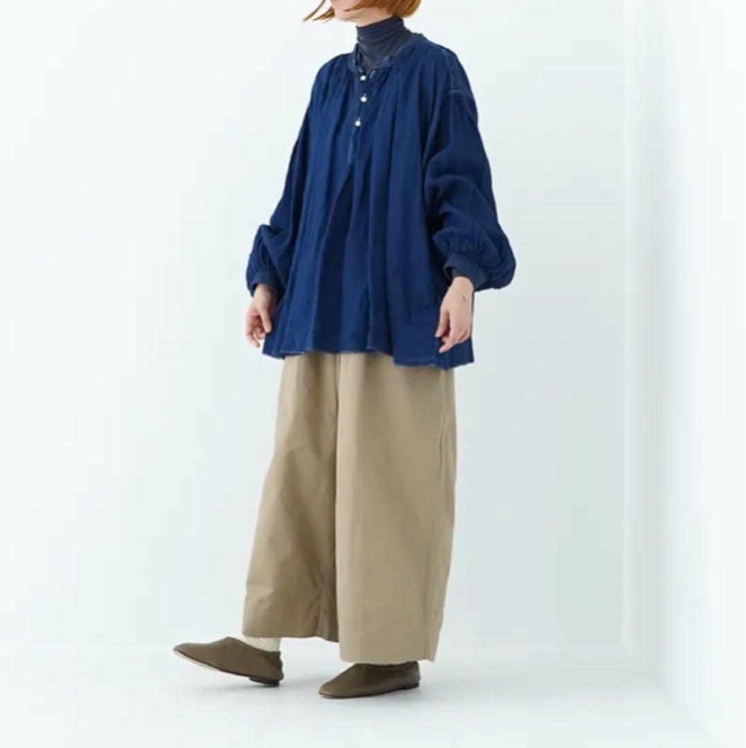 【ゴーシュ】カツラギワイドキュロットパンツ 8分丈 ベージュ