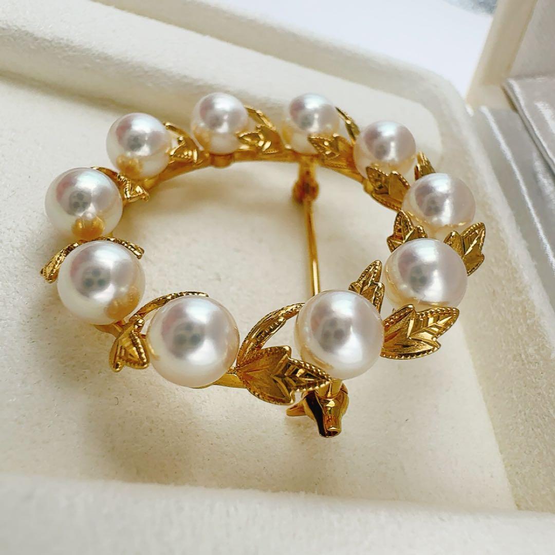 美品　定番　ミキモト　K18 月桂樹　ブローチ　美品