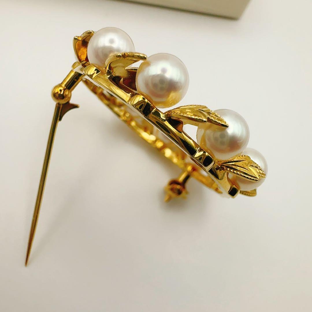 美品　定番　ミキモト　K18 月桂樹　ブローチ　美品