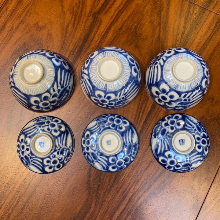 古伊万里染付蓋付き飯茶碗　3個セット