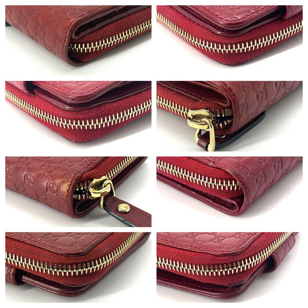 ✨美品✨GUCCI　二つ折り 財布　GG柄　マイクロシマ　エンボス　ブラック　赤