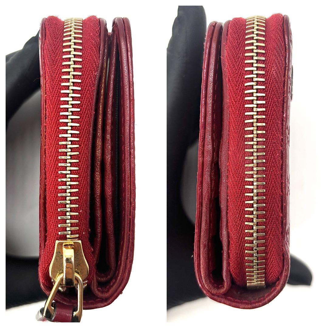 ✨美品✨GUCCI　二つ折り 財布　GG柄　マイクロシマ　エンボス　ブラック　赤