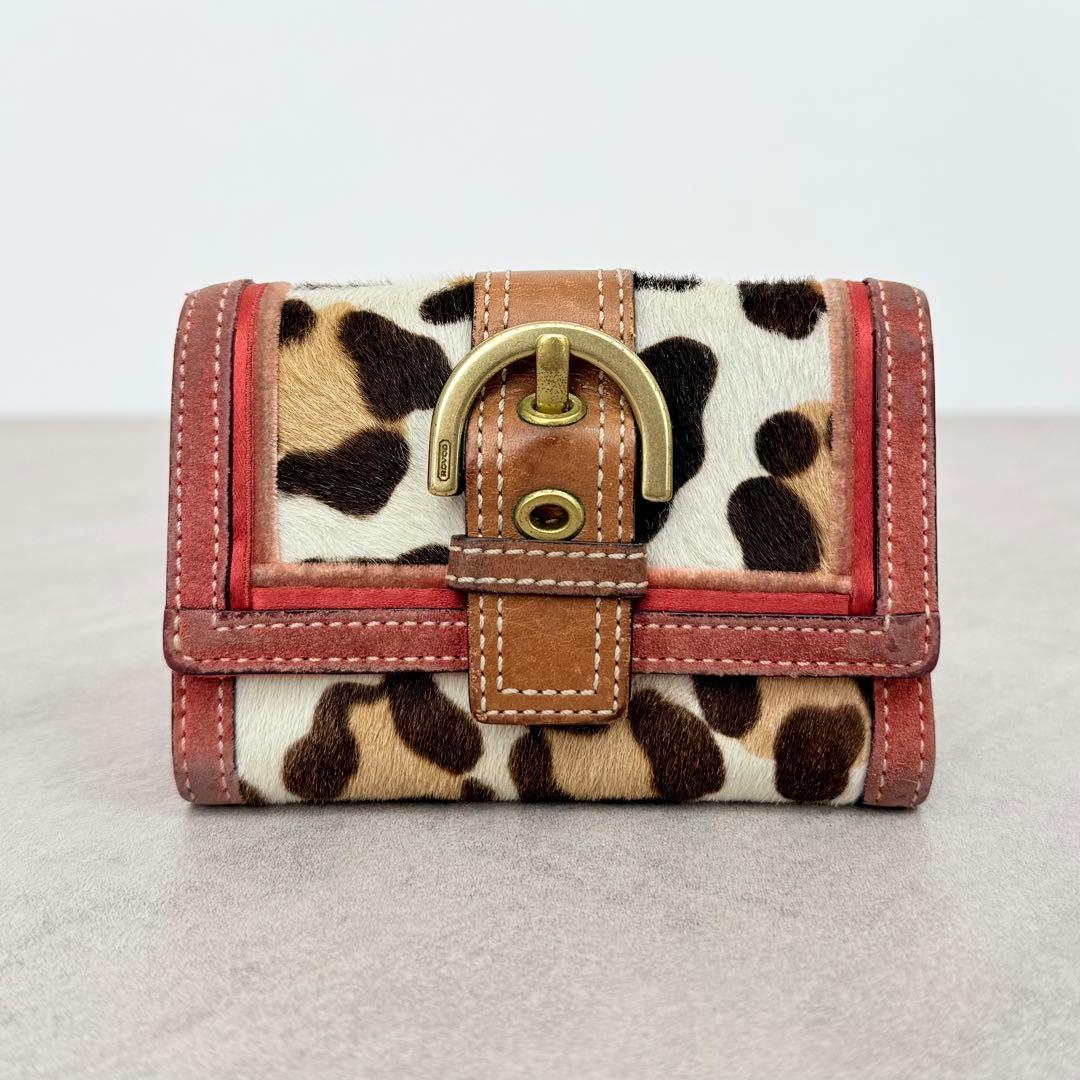 小物 Coach Soho Leopard Ponyhair Wallet