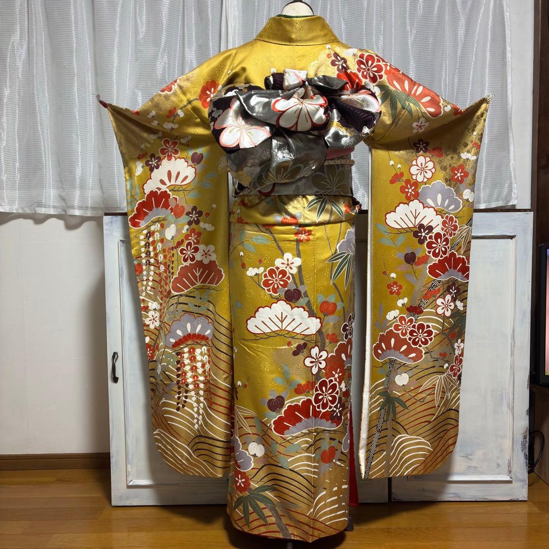 ＊ぽぽりん様＊【振袖フルセット】 豪華金彩 古典柄 藤 花柄 7点セット