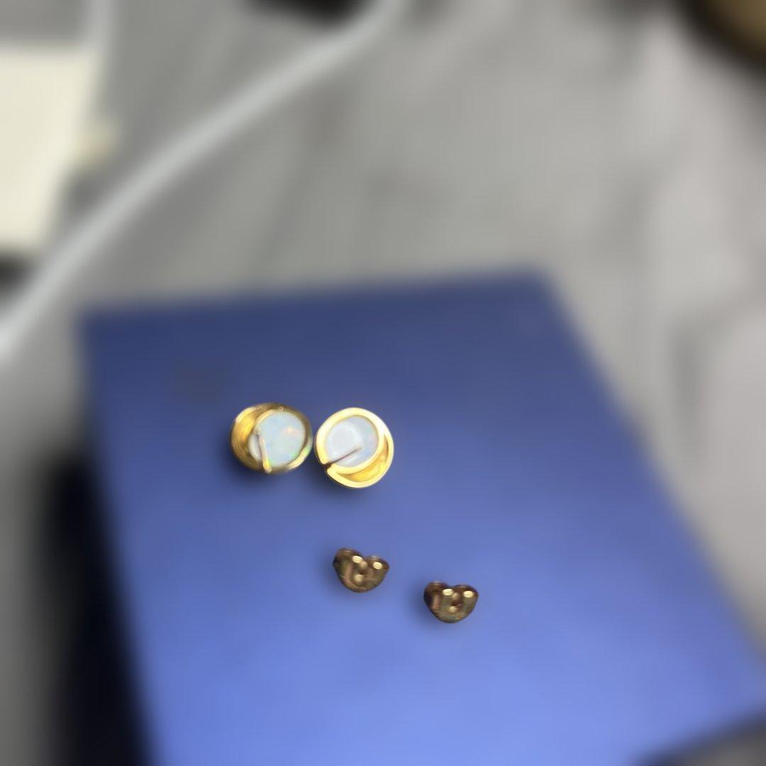 スタージュエリー k10 ムーン セッティング　ピアス　オパール