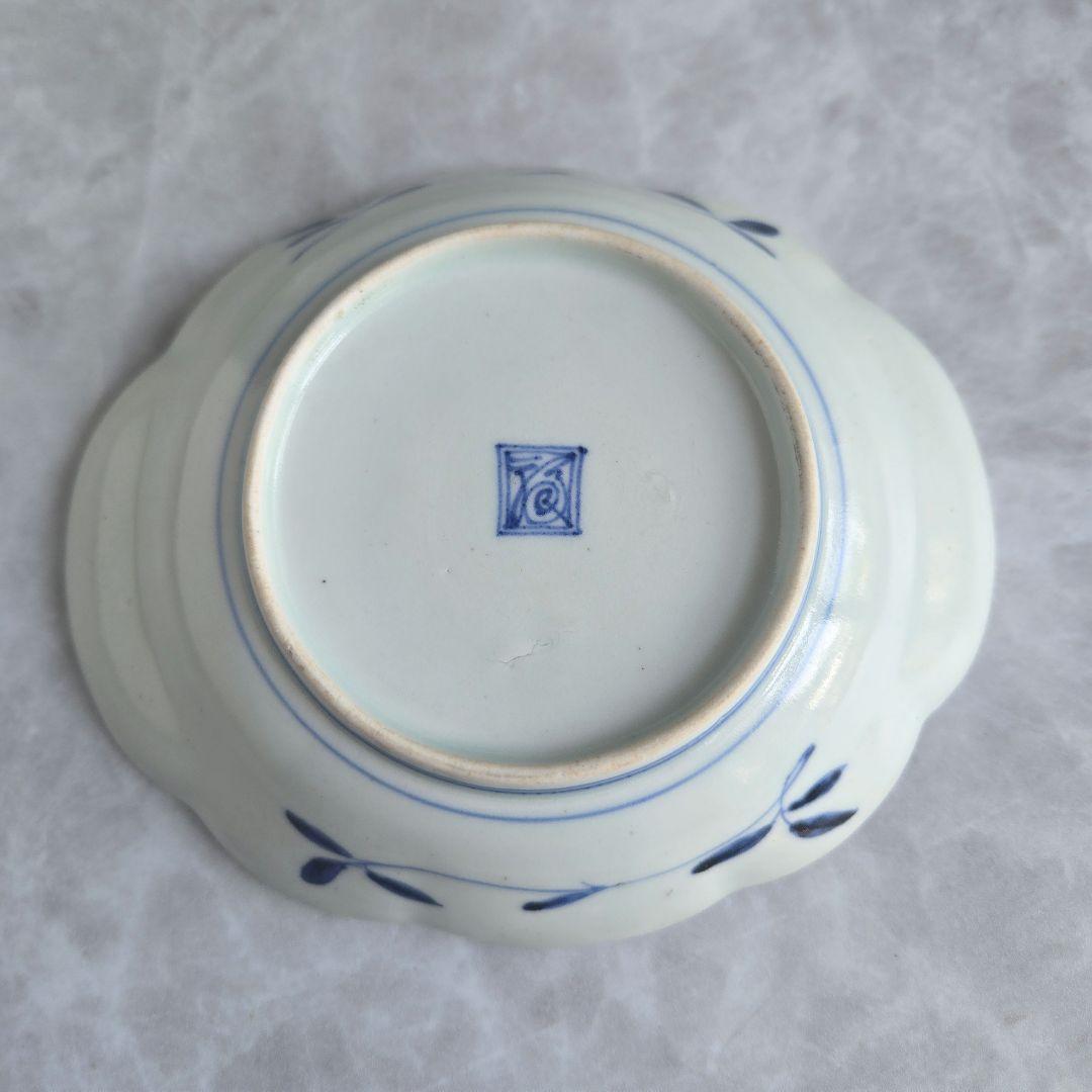 古伊万里　色絵　染付　変形皿　江戸時代　骨董　菖蒲　金直し　金継ぎ　アンティーク