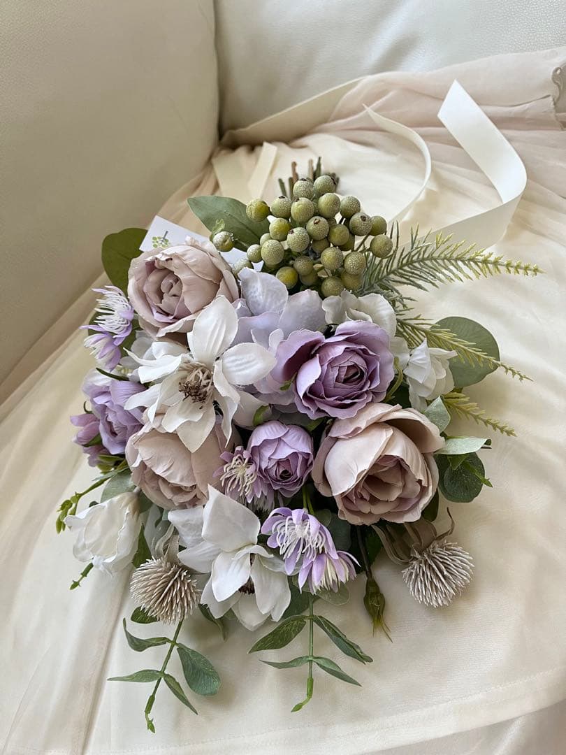 ウェディングブーケとブートニアのセット♡ナチュラルブーケ♡挙式♡前撮り♡