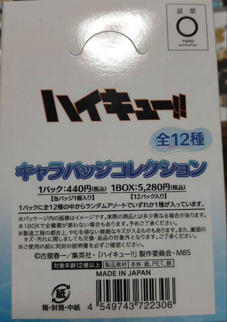 ハイキュー‼︎ 水遊び 缶バッジ 10BOX