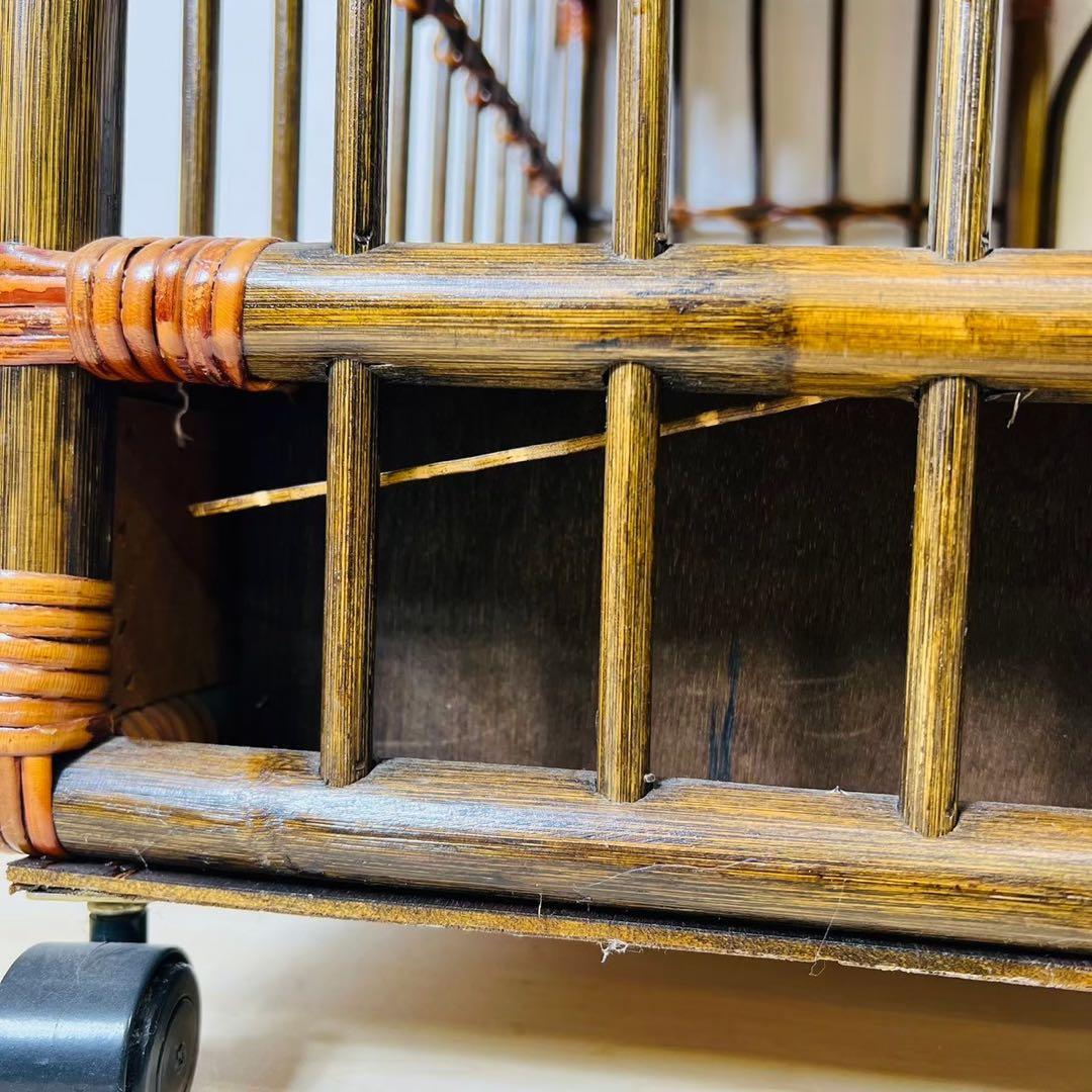 ラタン 籐家具 キャスター付き タイル 引き出し サイドテーブル サイドボード