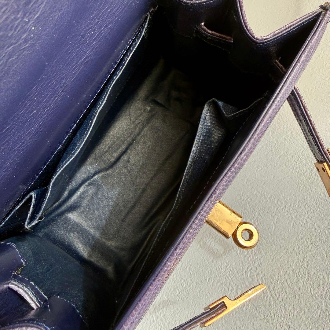 エキゾチックレザー　ハンドバッグ　リザードバッグ　パープル