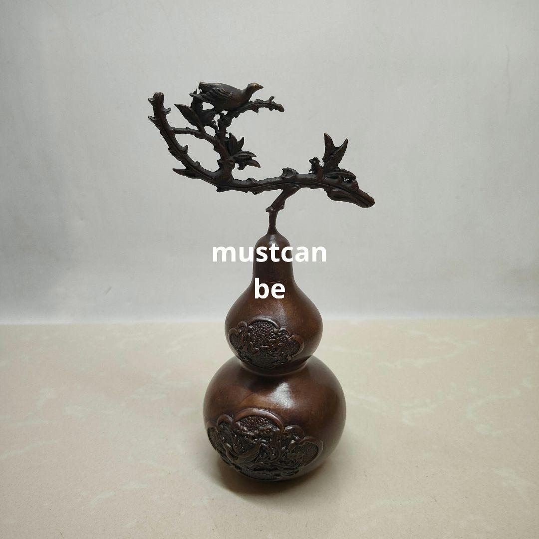 銅 細工 富貴瓢簞 応接間 博古架 茶台 置物 招財 開運 装飾品 工芸品