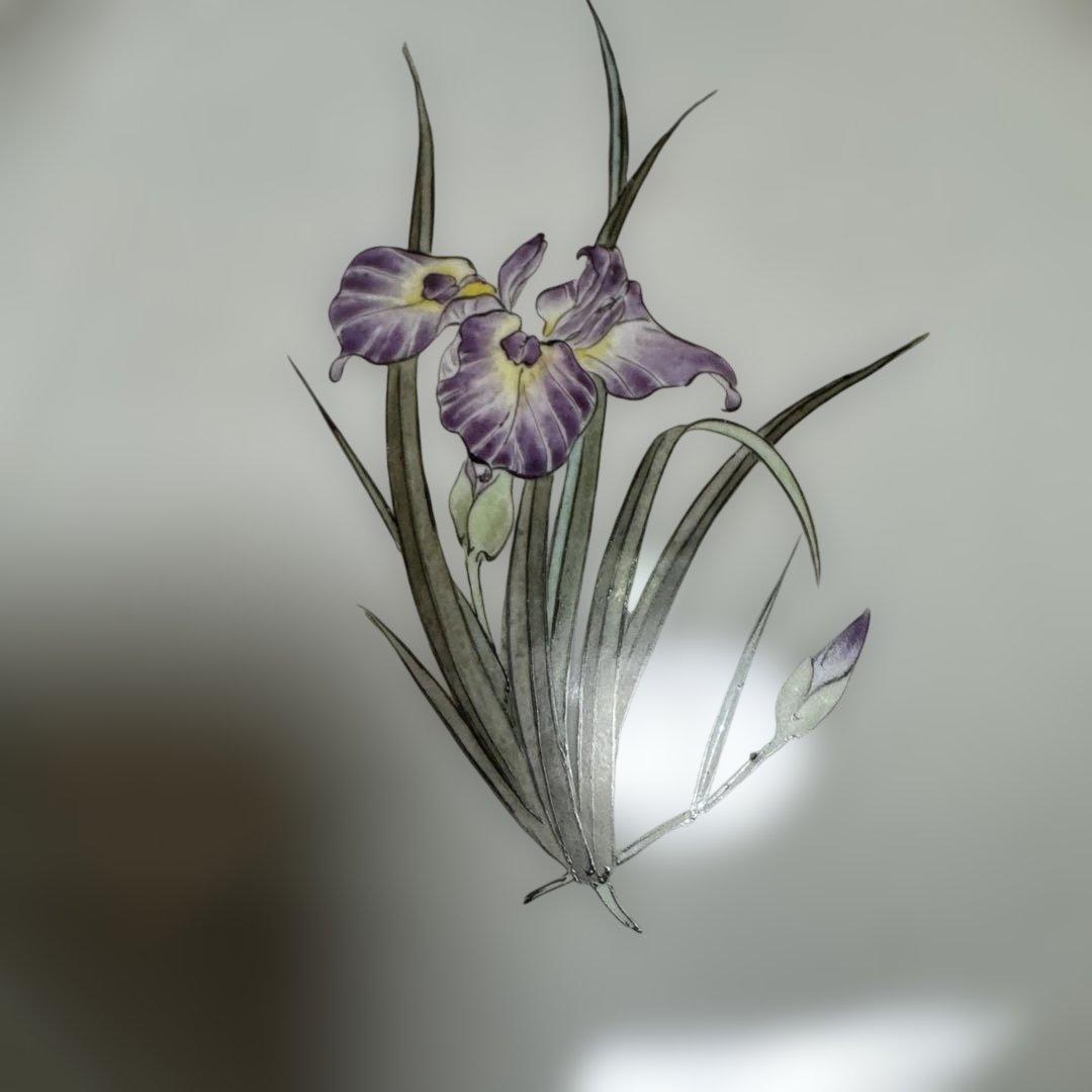 最終価格、アンティーク、自家保存　久谷　谷口骨董　蓋の裏に菖蒲の絵