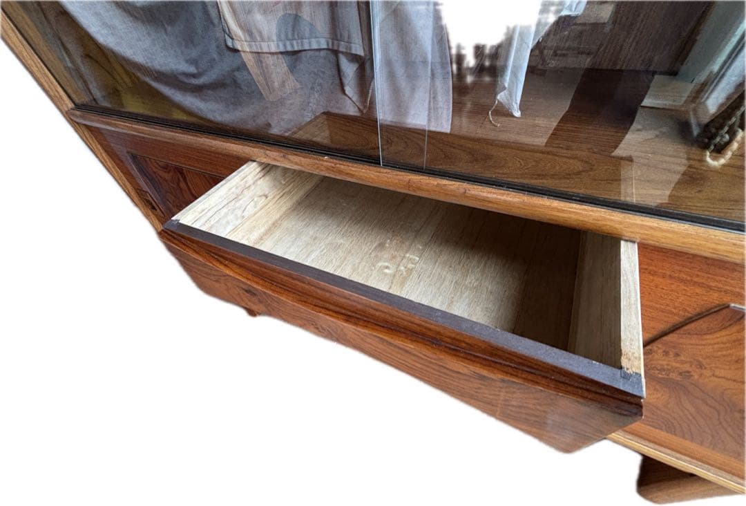 木製ガラス扉キャビネットサイドボード飾り棚ヴィンテージ引き出し付きレア商品