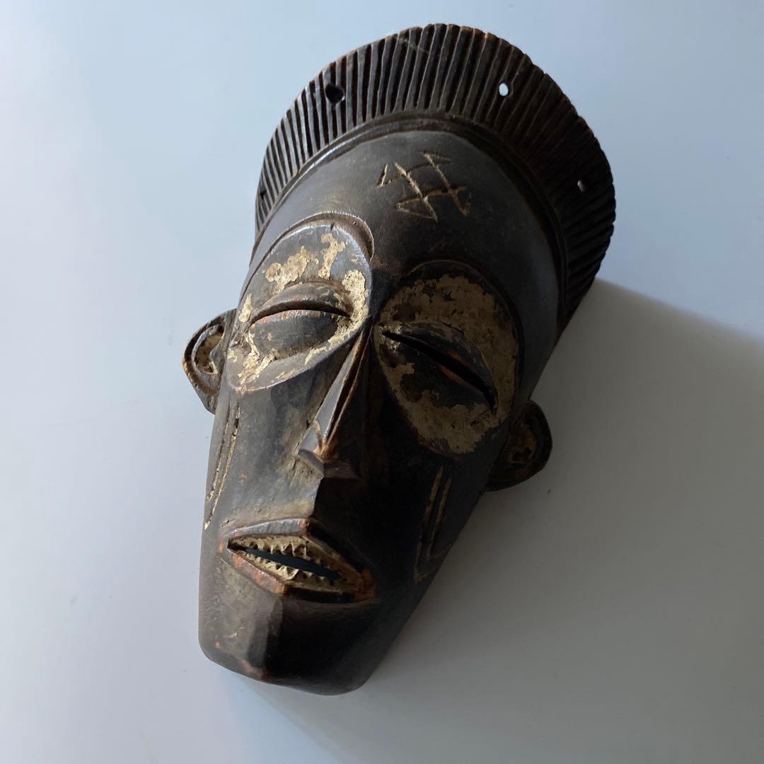 アフリカ 木彫り マスク 骨董 チョクウェ族 アンティーク お面 芹沢銈介