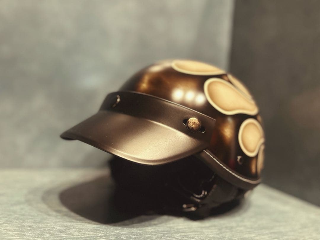 ポリスヘルメット　新品　エイジング加工　ハーレー　チョッパー　ポリヘル