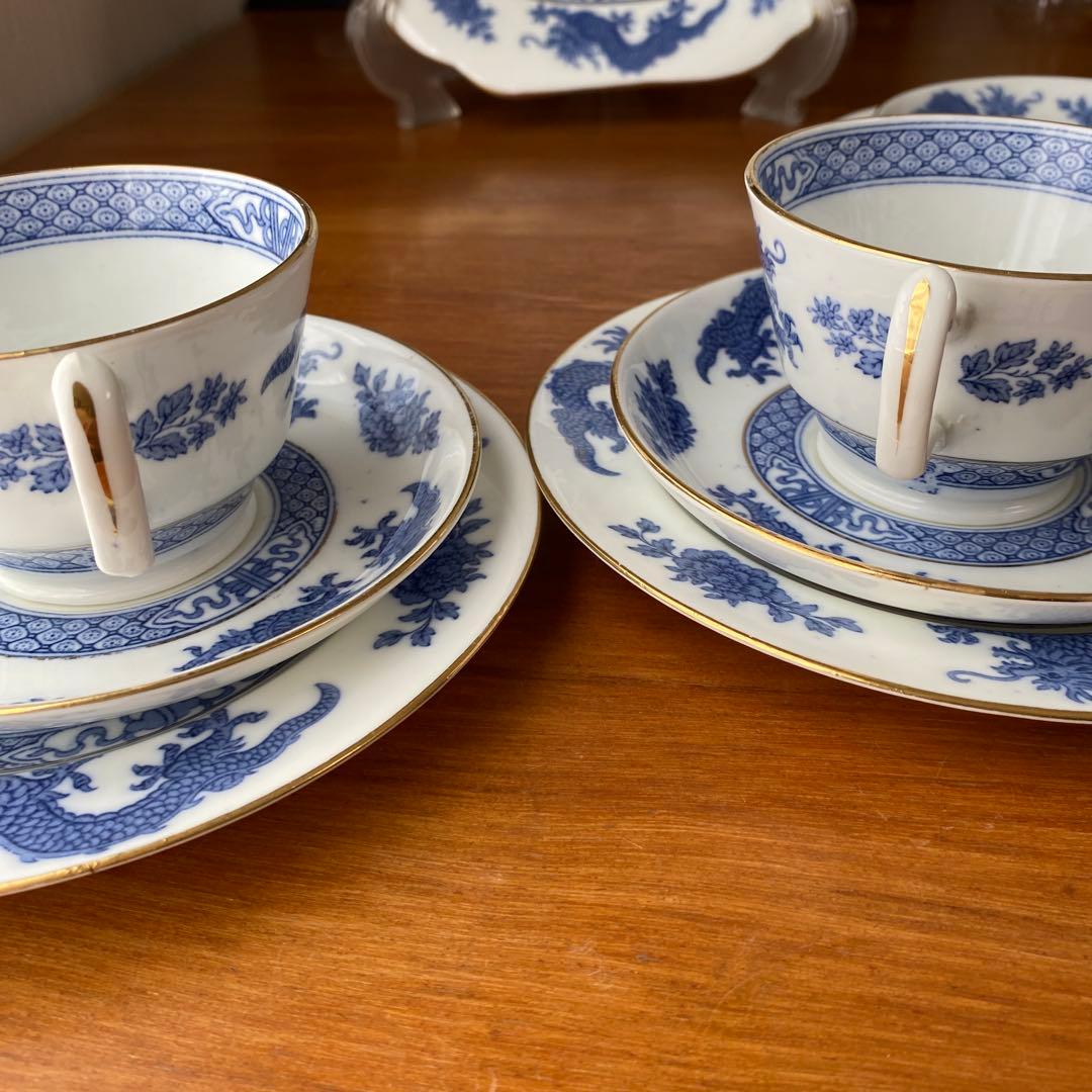 希少　ハマースレイ ブルードラゴン　カップ　ソーサー　プレート　ティーセット