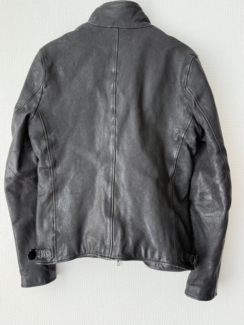 nano・universe ゴートレザー 山羊革 シングルライダースジャケット