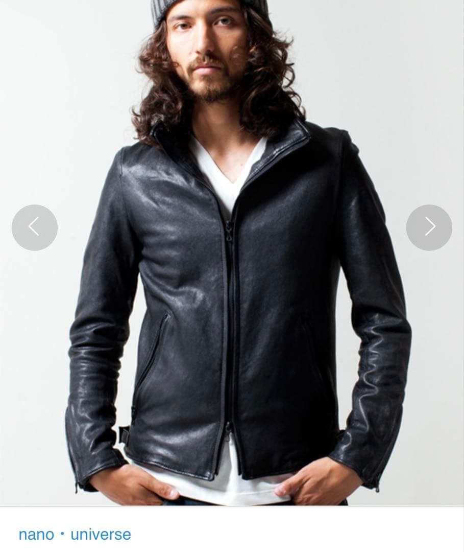 nano・universe ゴートレザー 山羊革 シングルライダースジャケット