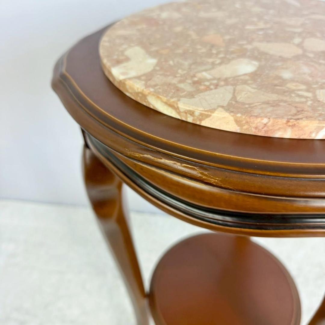 【美品】大理石調　サイドテーブル コンソールテーブル 猫足花台　イタリア製