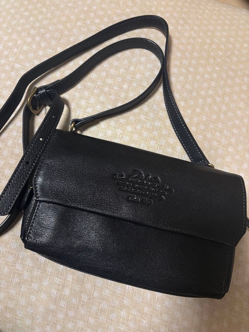 ダコタ アミューズ お財布ショルダー 本革 ブラック 2WAY