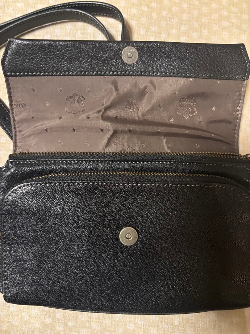 ダコタ アミューズ お財布ショルダー 本革 ブラック 2WAY