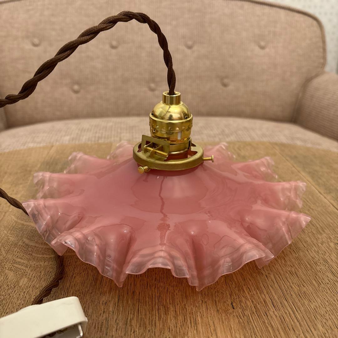 フランスアンティーク　オパールセントガラスシェード