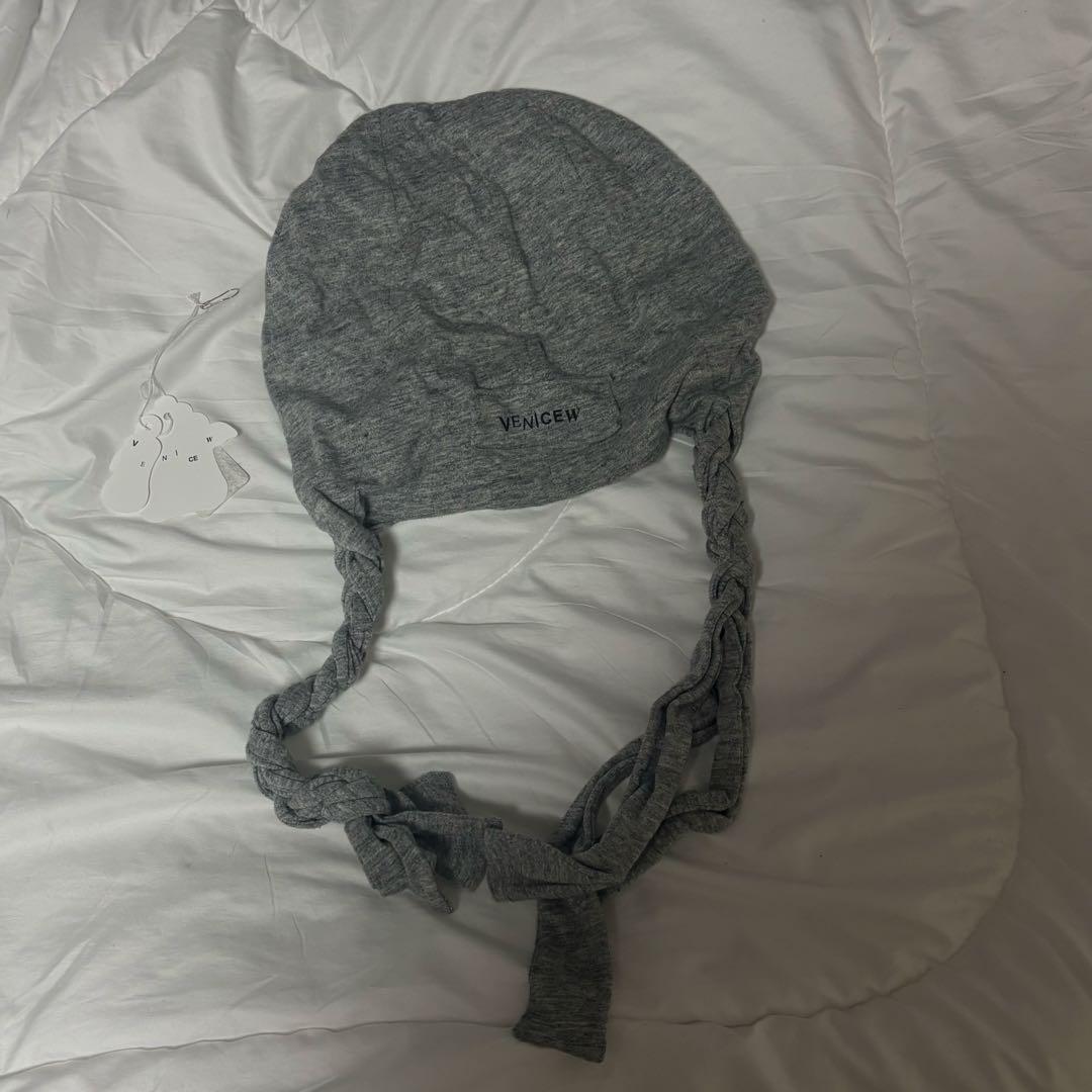 VENICEW グレー Pigtail ビーニー ニット帽 編み込み