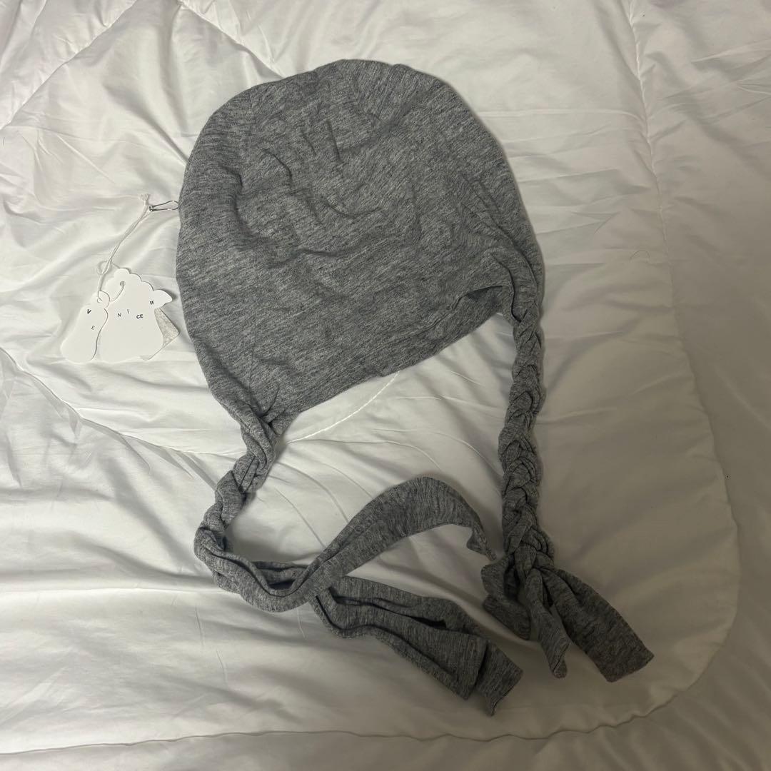 VENICEW グレー Pigtail ビーニー ニット帽 編み込み